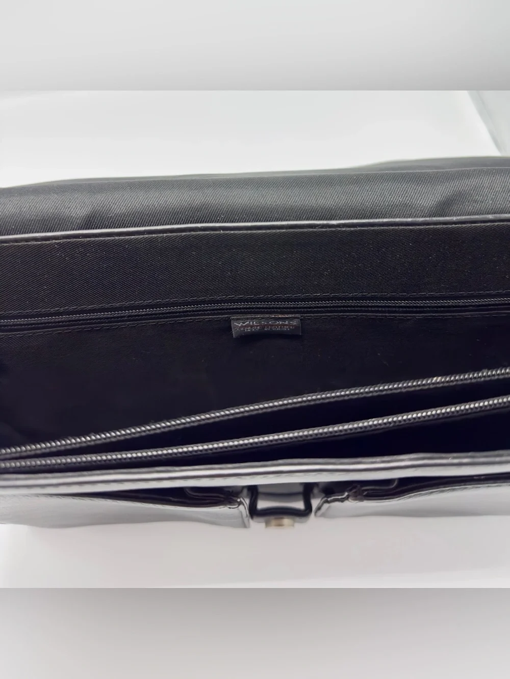 Wilsons Black Leather Crossbody Laptop Messenger Bag